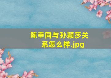 陈幸同与孙颖莎关系怎么样